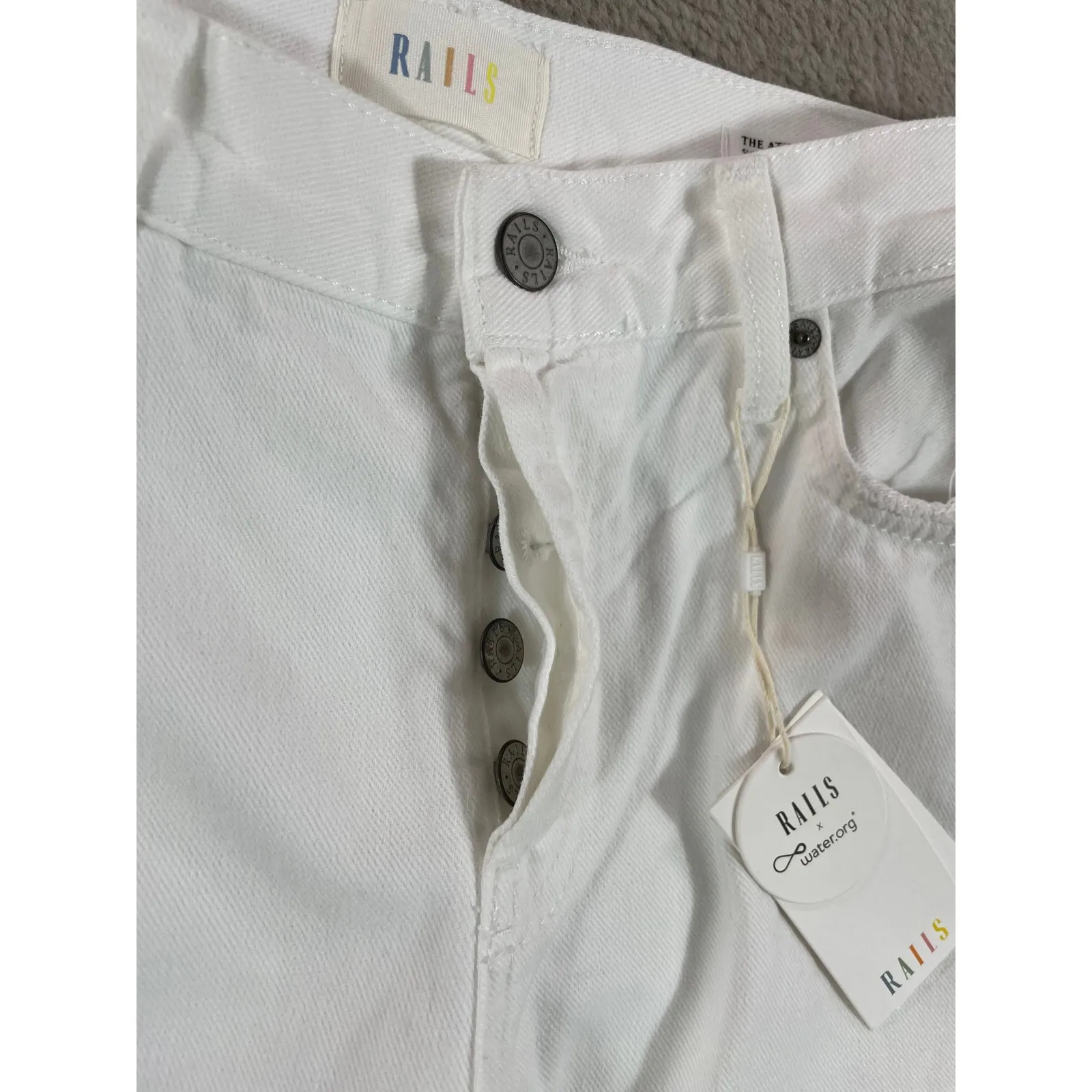 NWT Rails Atwater Blanche Distressed White Denim Jeans Slouch Straight 26 School - Image 5