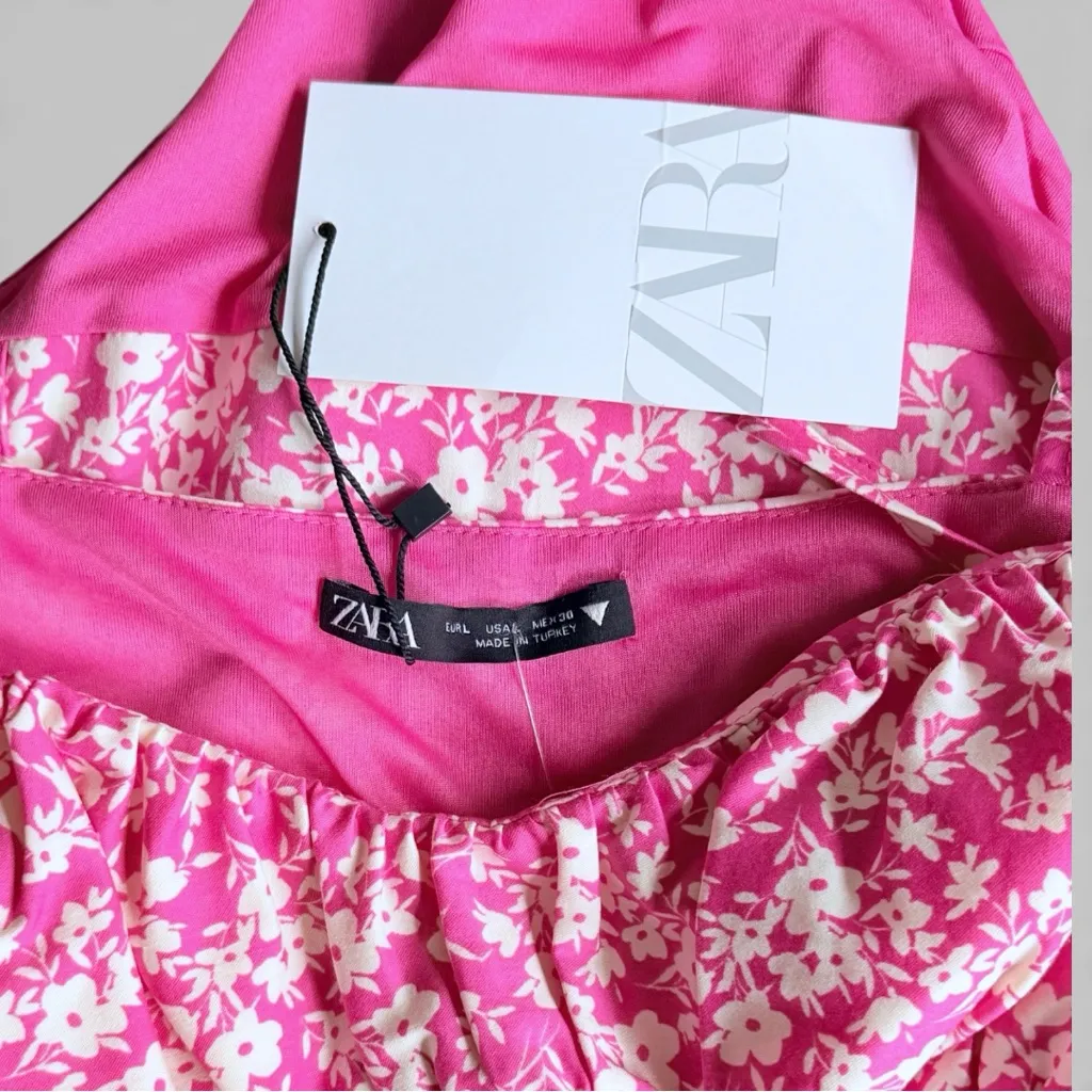 Zara NWT Women's Pink Floral Corset Bodysuit Bustier Sleeveless Barbiecore L - Image 6