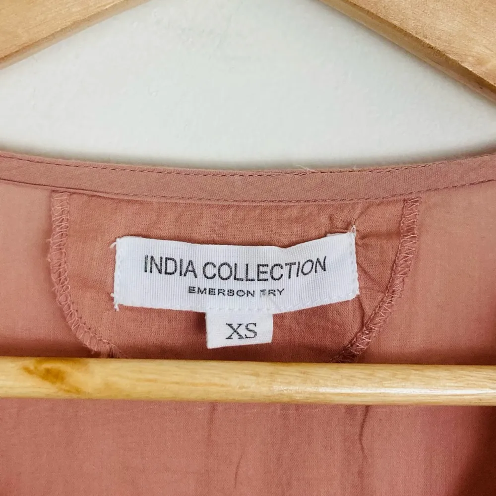 Emerson Fry India Collection Bardot boho sheer rose embroidered top. Size XS Pink - Image 7