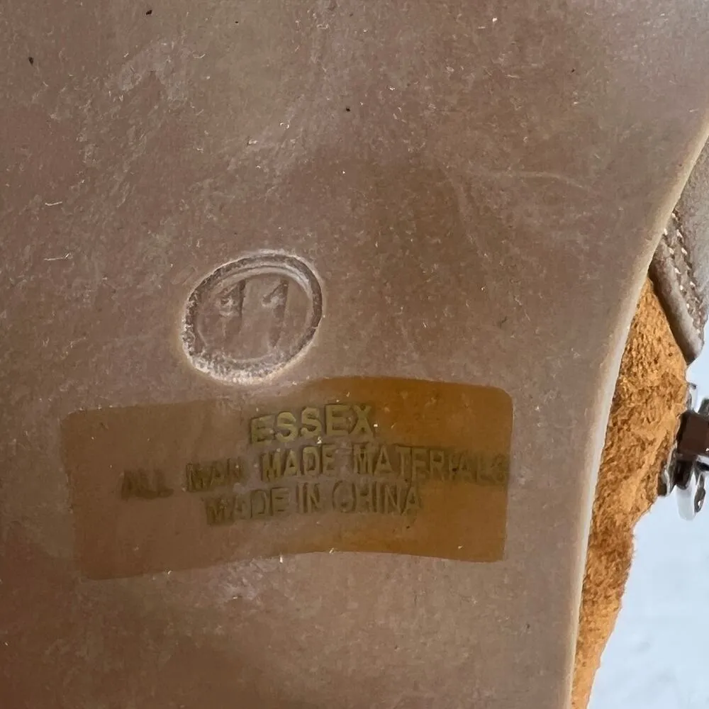 Lulus Essex Booties Brown Size 11 Mid Calf Pointed Toe Faux Leather Zippers Shoe - Image 8