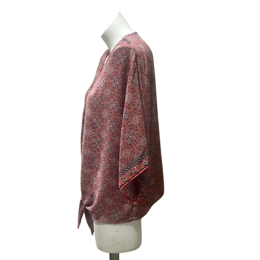 Max Studio Women's Plus 1X Red Geometric V-Neck Blouse 3/4 Sleeve - Image 8