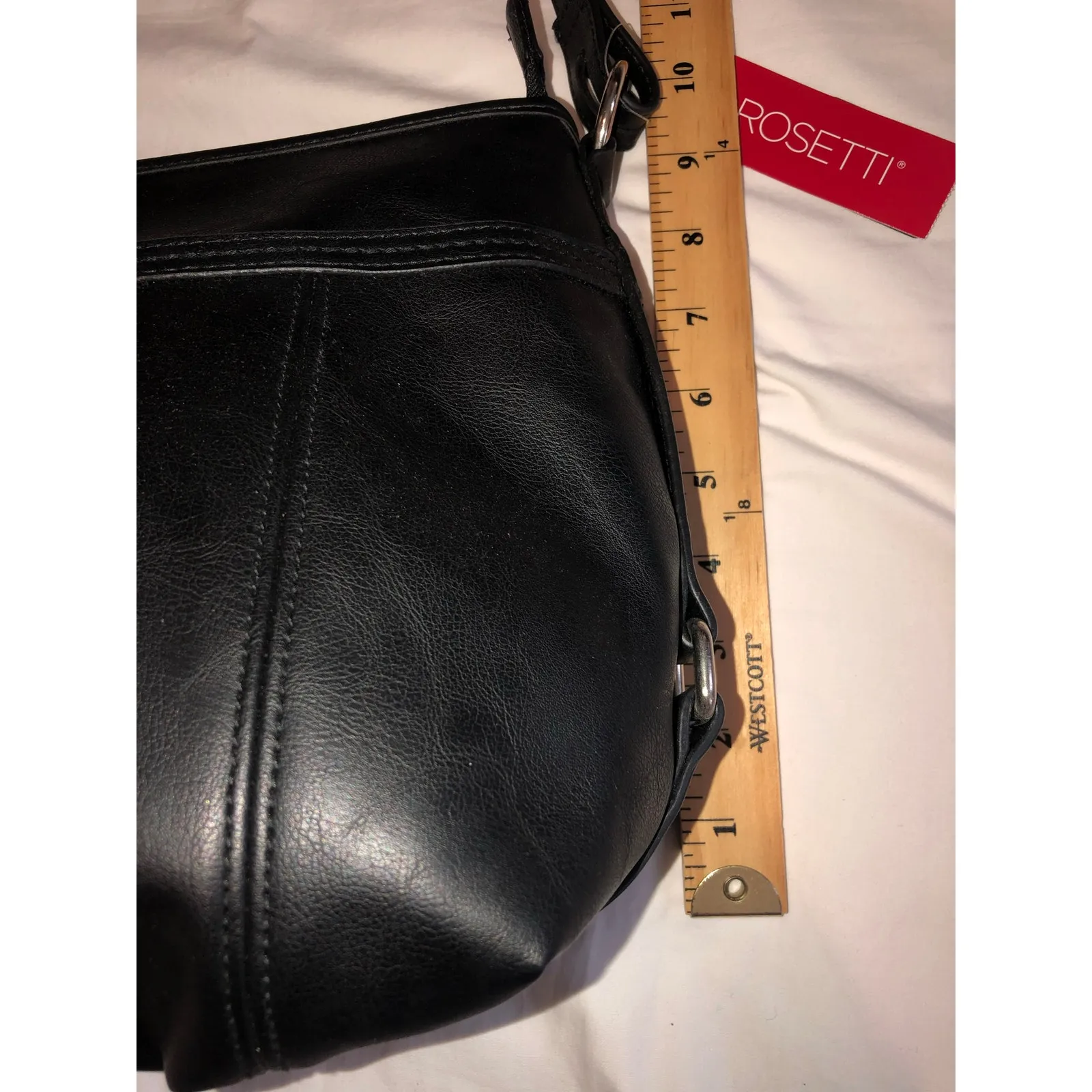 Rossetti Black Crossbody Shoulder Bag Purse Vegan Leather Zip Top NEW TAGS - Image 5