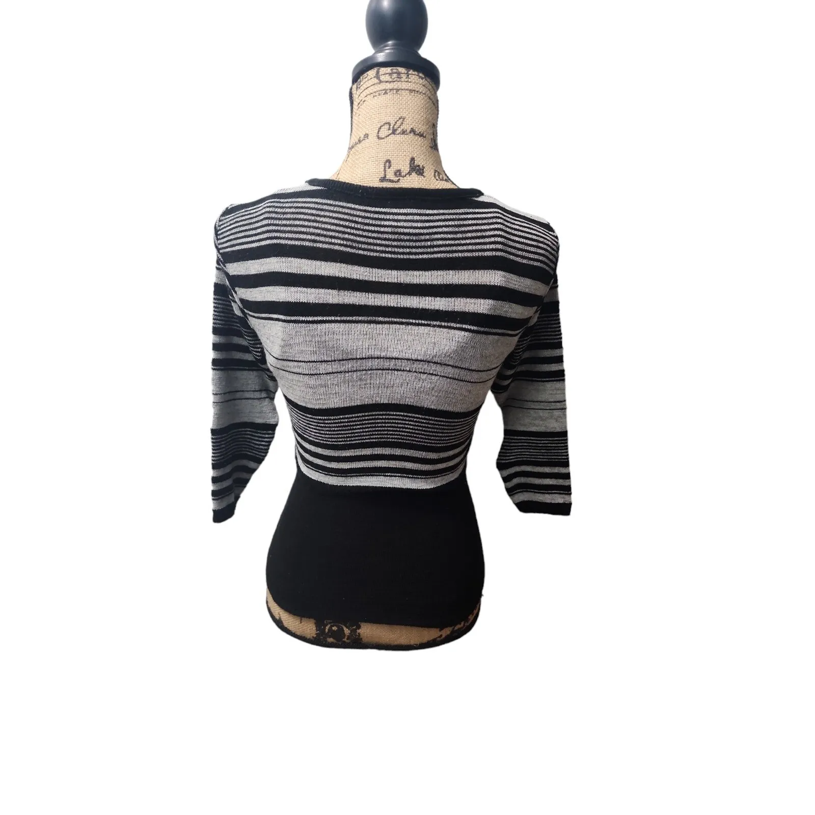 Vintage G.A.S. Co. Women's Knitted Tank‎ Top & Striped Crop Top Set Size S Black - Image 2