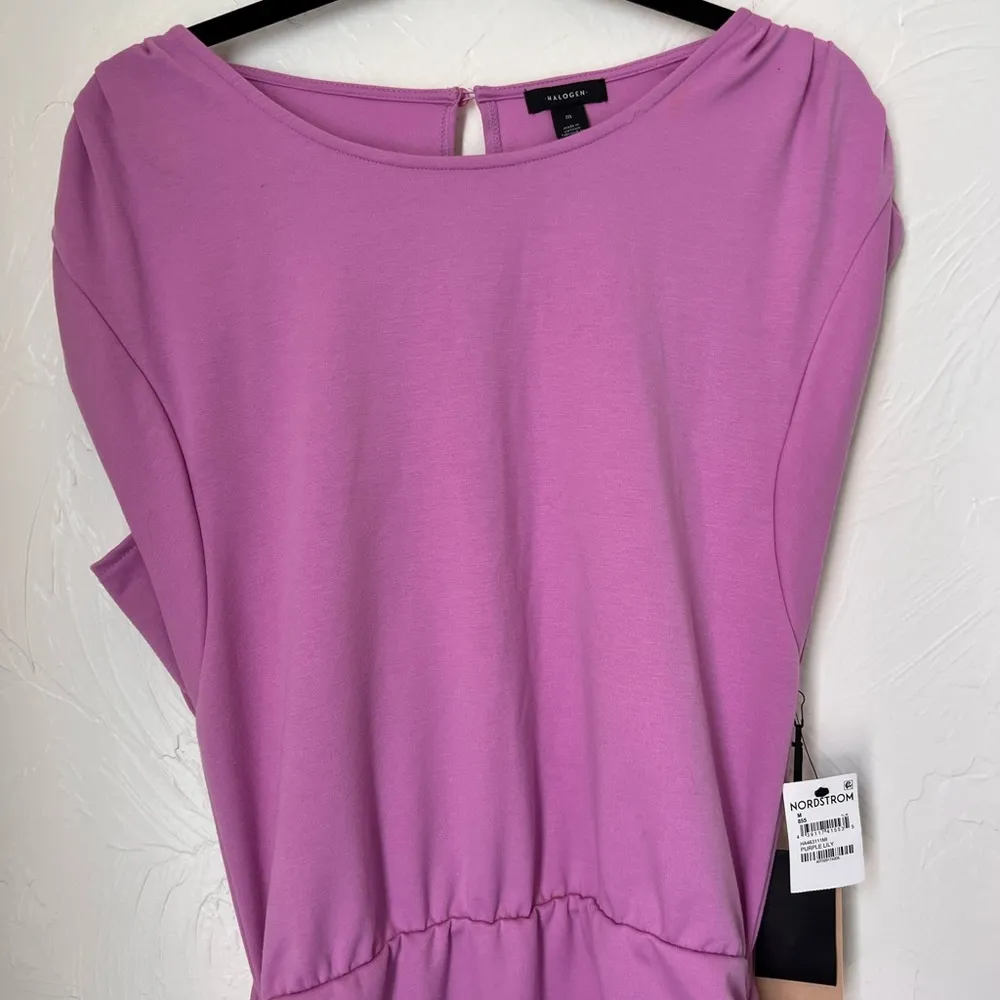 NWT Halogen Pirple lily ruched gathered cap sleeve midi dress size M - Image 9