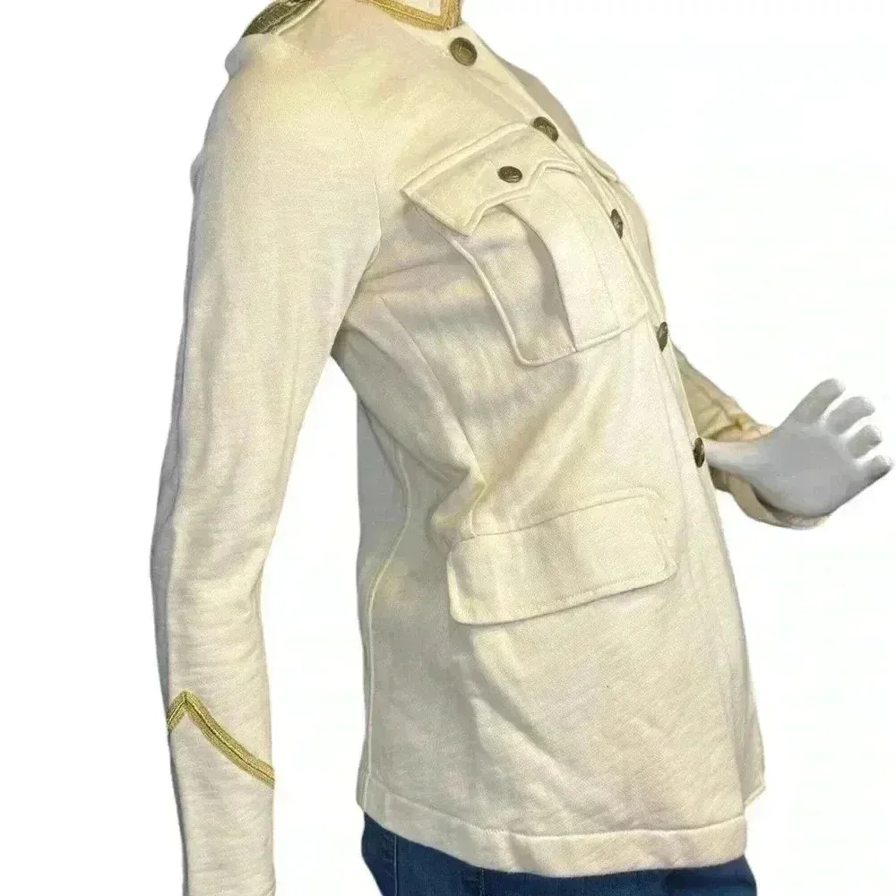 Denim & Supply Ralph Lauren Military Style Jacket cream With Gold Trim Pockets. - Image 7