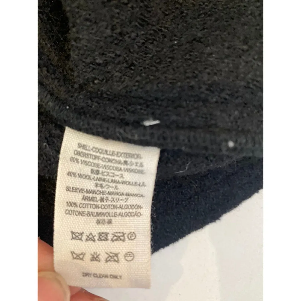 Free People Black Wool Snap Closure Hooded Military Jacket Oversized Sz Sm - Image 8