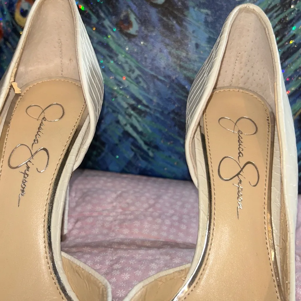 Jessica Simpson  Size 5.5 Off White Snakeskin Pattern Heels - Image 6