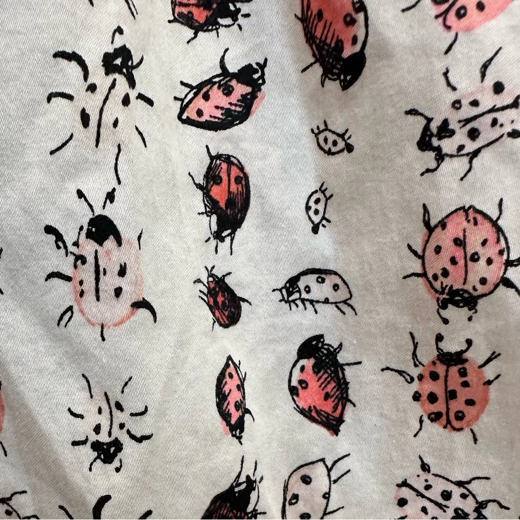 GAP Rose & White Ladybug Button-Up Tee Shirt Dress Cotton Size XS Cottagecore - Image 8