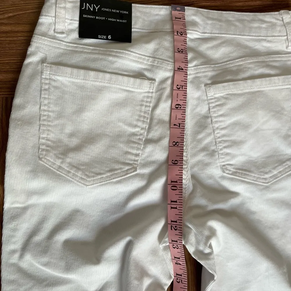 JONES NEW YORK Pants Women’s 6 White Corduroy Skinny Boot High Waist - Image 5