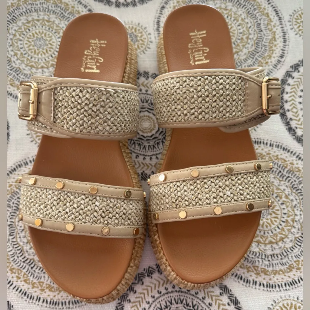 Corkys Walk Of Shame Studded Platform Slide Womens Beige Casual Sandals Size 9 Tan - Image 5