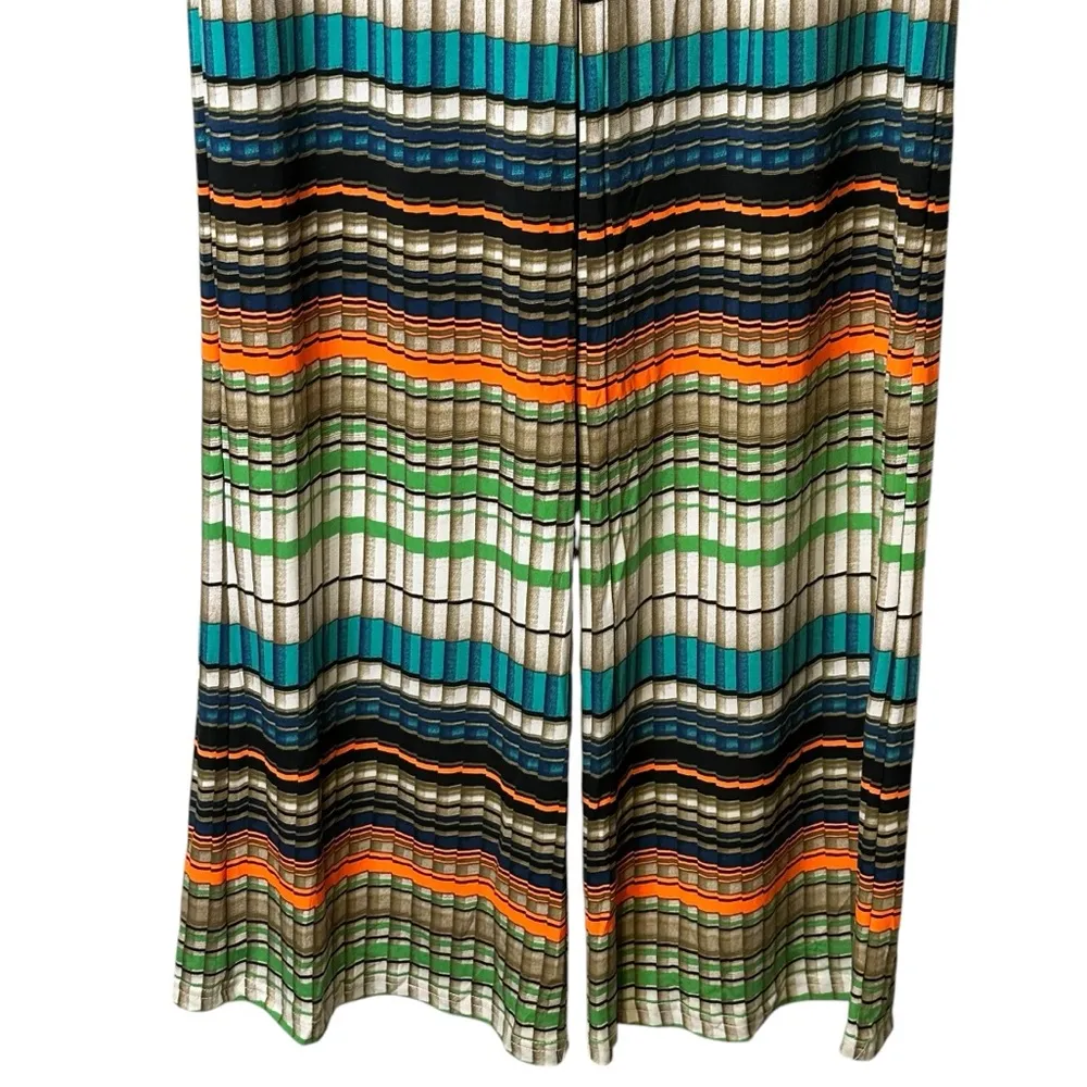 The Sang Multi Striped Plaid Colorful Wide Leg‎ Pants Festival Boho SP4621 NWT S - Image 3