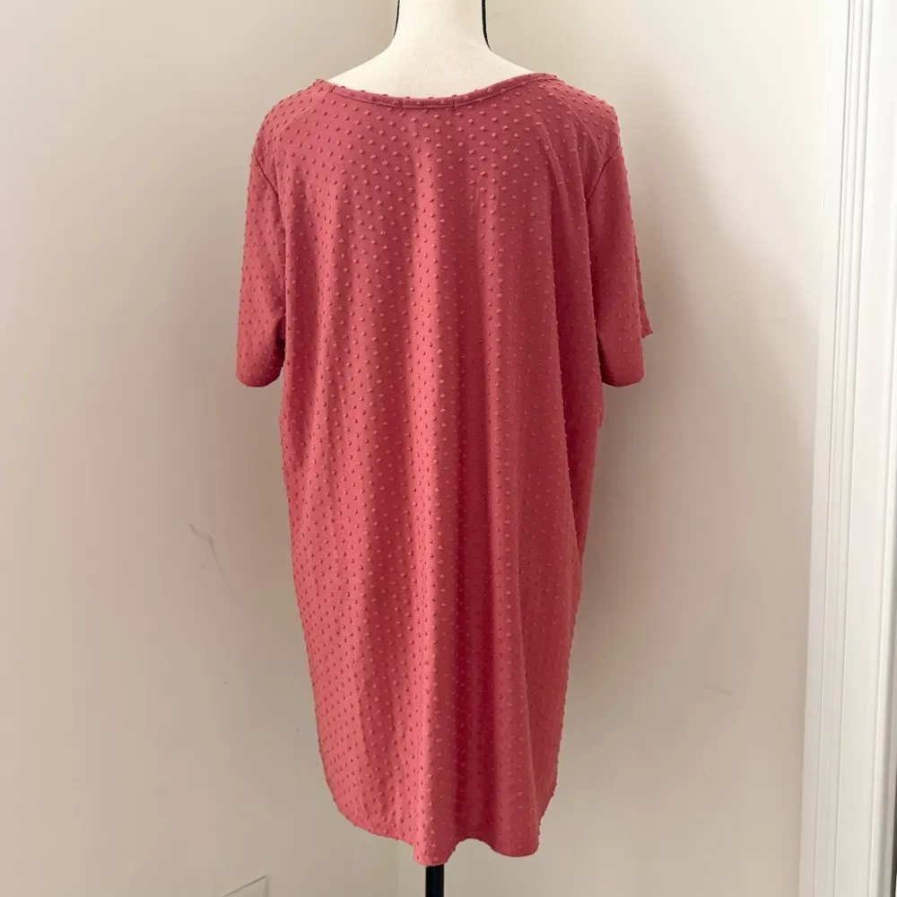 Adrianna Papell Red Sand Swiss Dot Tunic Loose Short Sleeve Round Neck Size XL - Image 3