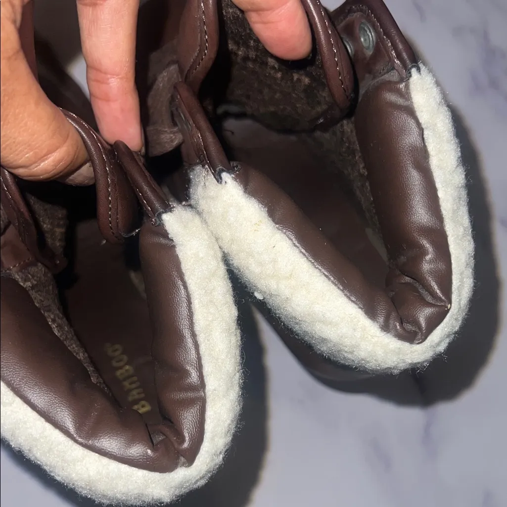 Brown High Heel Ankle Boots with Faux Fur Cream Cuff By Bamboo 8.5 - Image 10