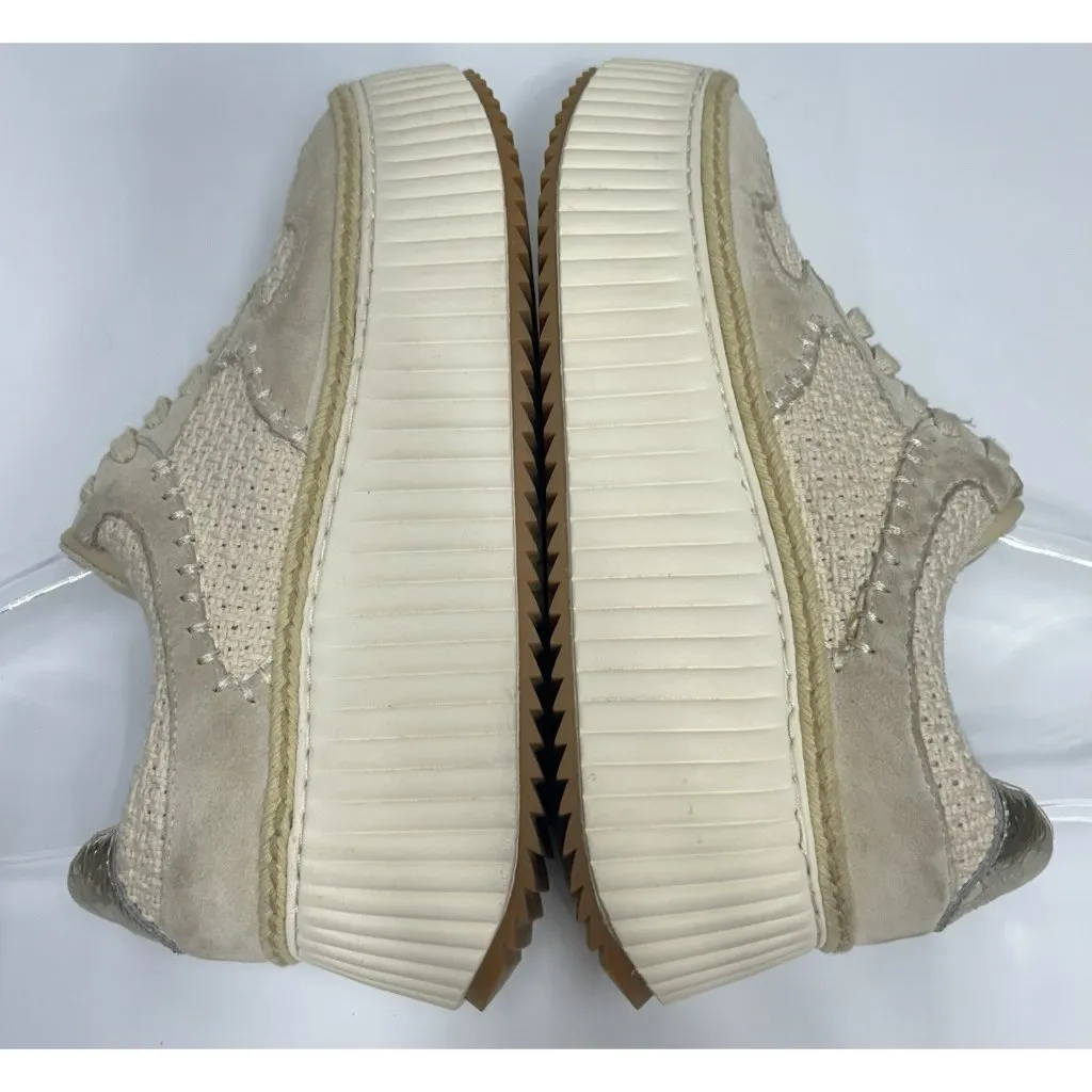 Dolce Vita Dolen Sandstone Knit Platform Sneakers Woman's Size 8 Chunky Preppy Tan - Image 7