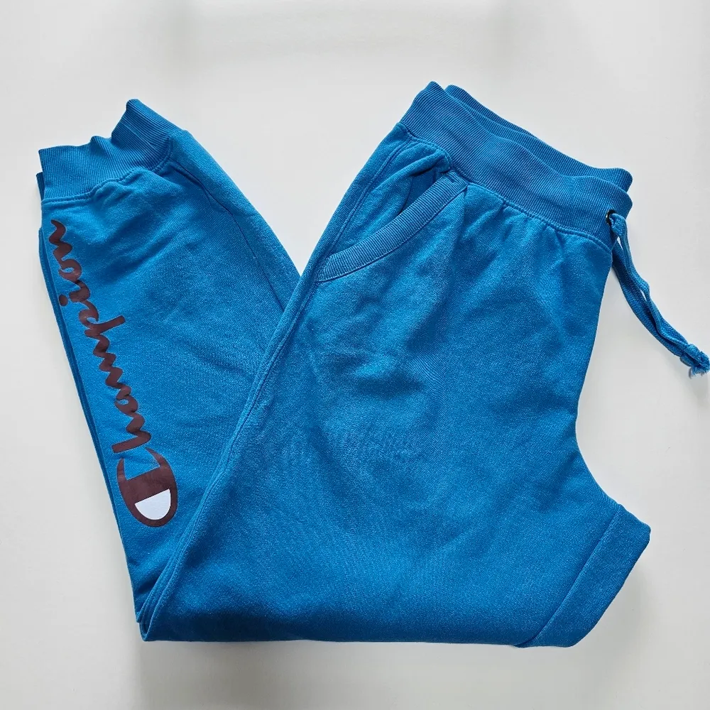 Champion Powerblend Balboa Blue Graphic Fleece Joggers Size Large  (12-14) - Image 3