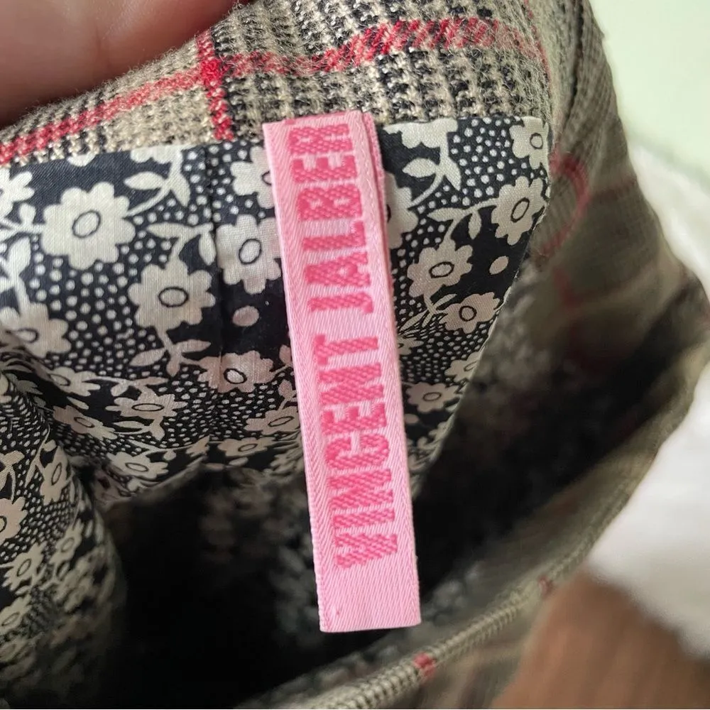 Vincent Jalbert womens plaid Edwardian midi skirt couture‎ handmade in France 38 Tan Size 8 - Image 4