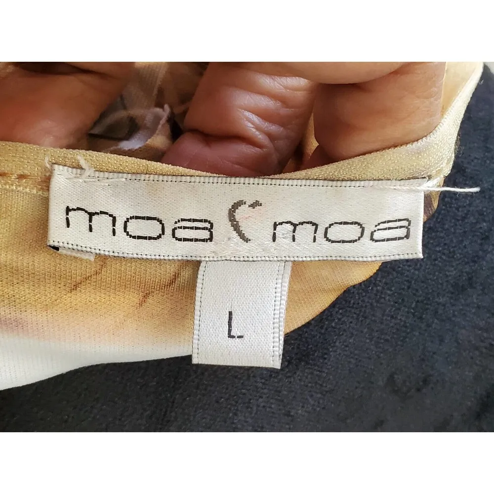 Moa Moa Women's Floral Polyester Round Neck Sleeveless Knee Length Dress Size L - Image 8