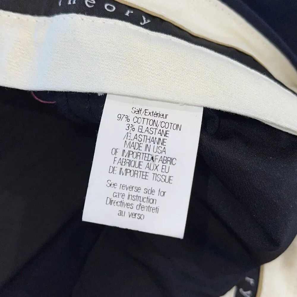NWT Theory Womens Mid-rise Flat Front‎ Luke Radar Chino Pants Black Indigo Sz 10 - Image 6
