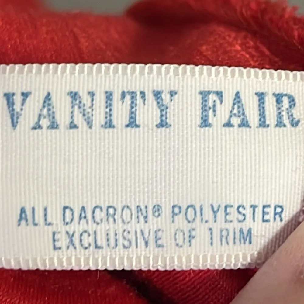 Vintage Vanity Fair Vibrant Red Full-Length Ribbed Wrap V-Neck Robe with Belt-Sm - Image 15