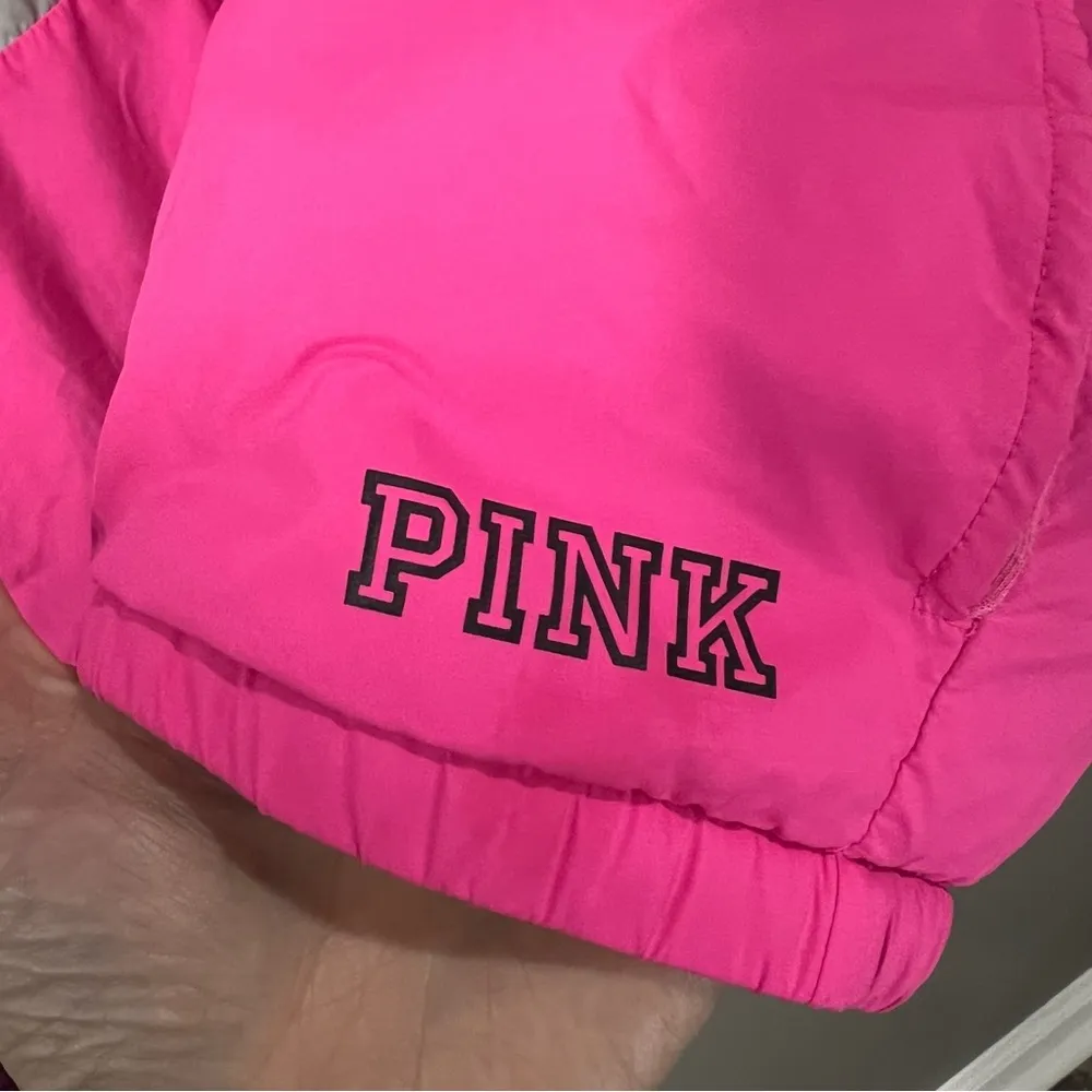 PINK Victoria’s Secret Full Zip Sherpa Lined Retro Windbreaker Jacket size M/L - Image 4