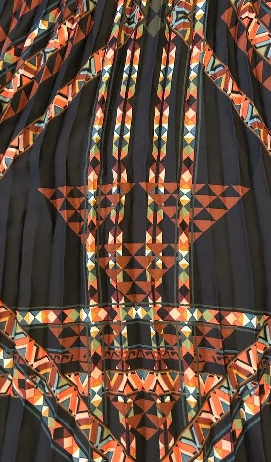 Maree Pleated Midi skirt Size 16 Black Brown Rust Fall Colors Retro - Image 5