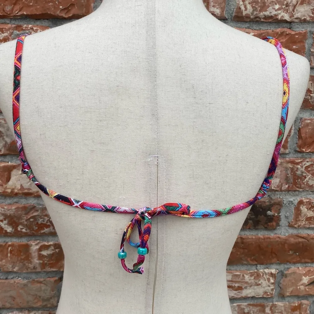 EcoPeace colorful, patterned and ruffled bikini top / S / Excellent condition Pink - Image 6