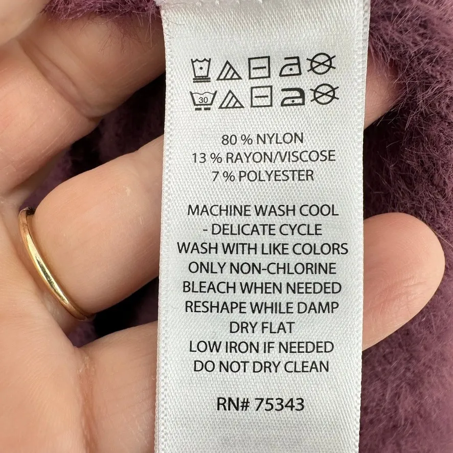 Bailey/44 Fuzzy Mock Neck Sweater Short Sleeve Plum Purple Extra‎ Large XL Top - Image 5