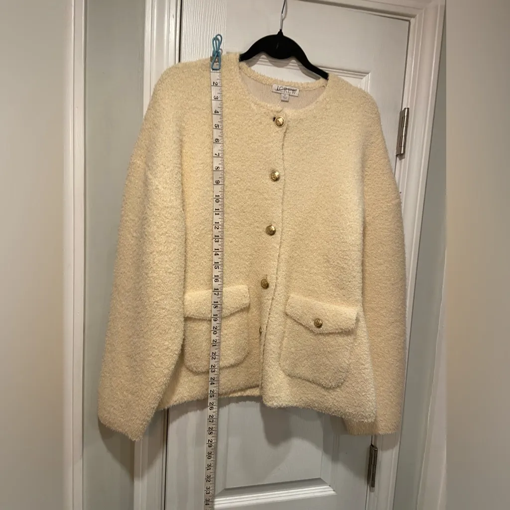 NWT J. Crew Size M Cream Gold Button Cinched Waist Sweater Jacket Knit Cardigan - Image 10