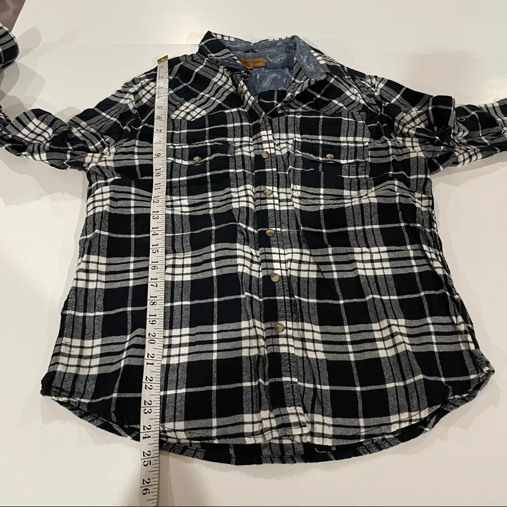 Jachs Girlfriend Black & White Plaid Long Sleeve Button Down Shirt Size M - Image 8