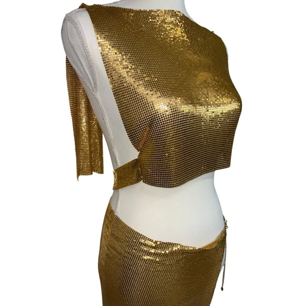 8 Other Reasons Chainmail Top And Skirt Set in Gold One Size New Womens dressy - Image 6