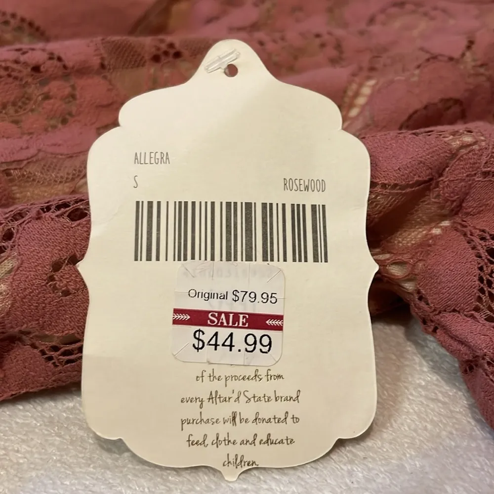 Altar’d State- NWT Allegra Rosewood Mock Neck Lace Dress Back Zipper- Size Small - Image 8