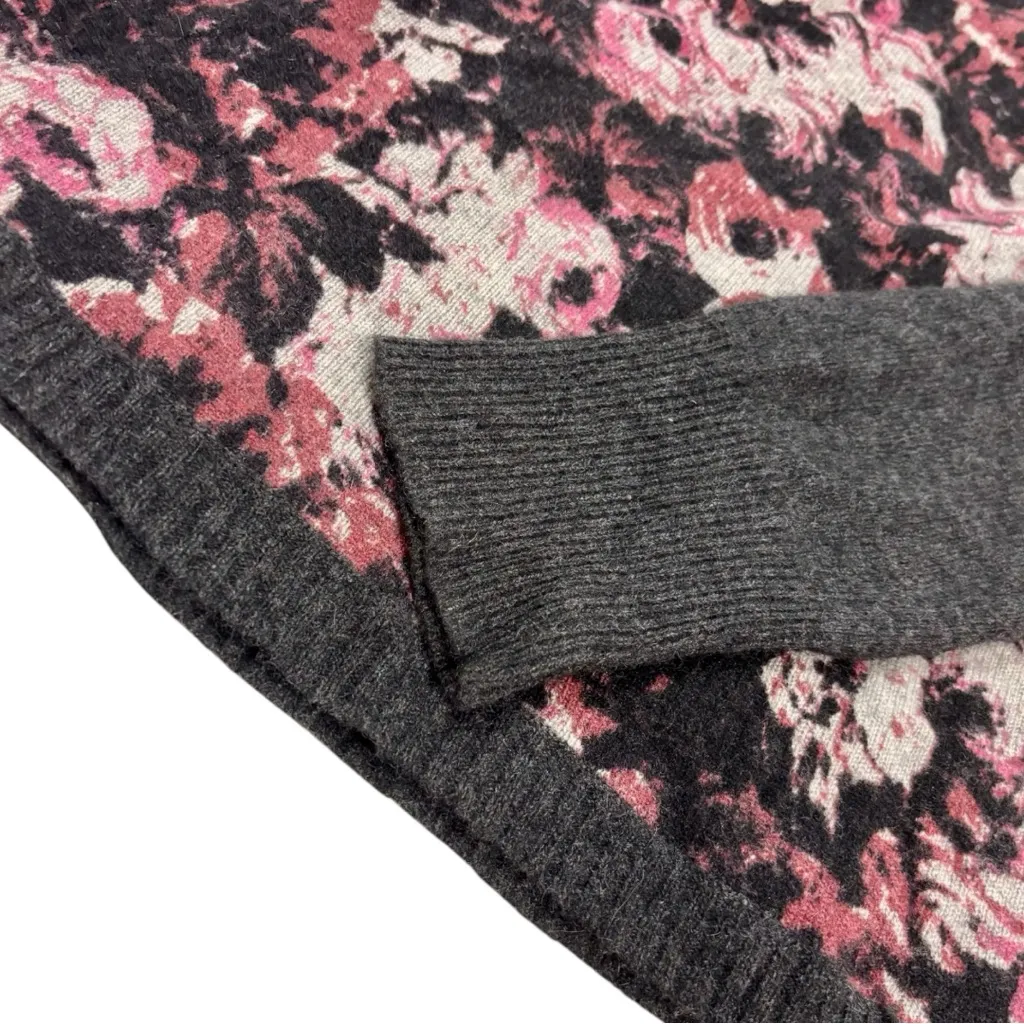 White + Warren 100% Cashmere Floral Sweater Pullover Size Small Black - Image 5