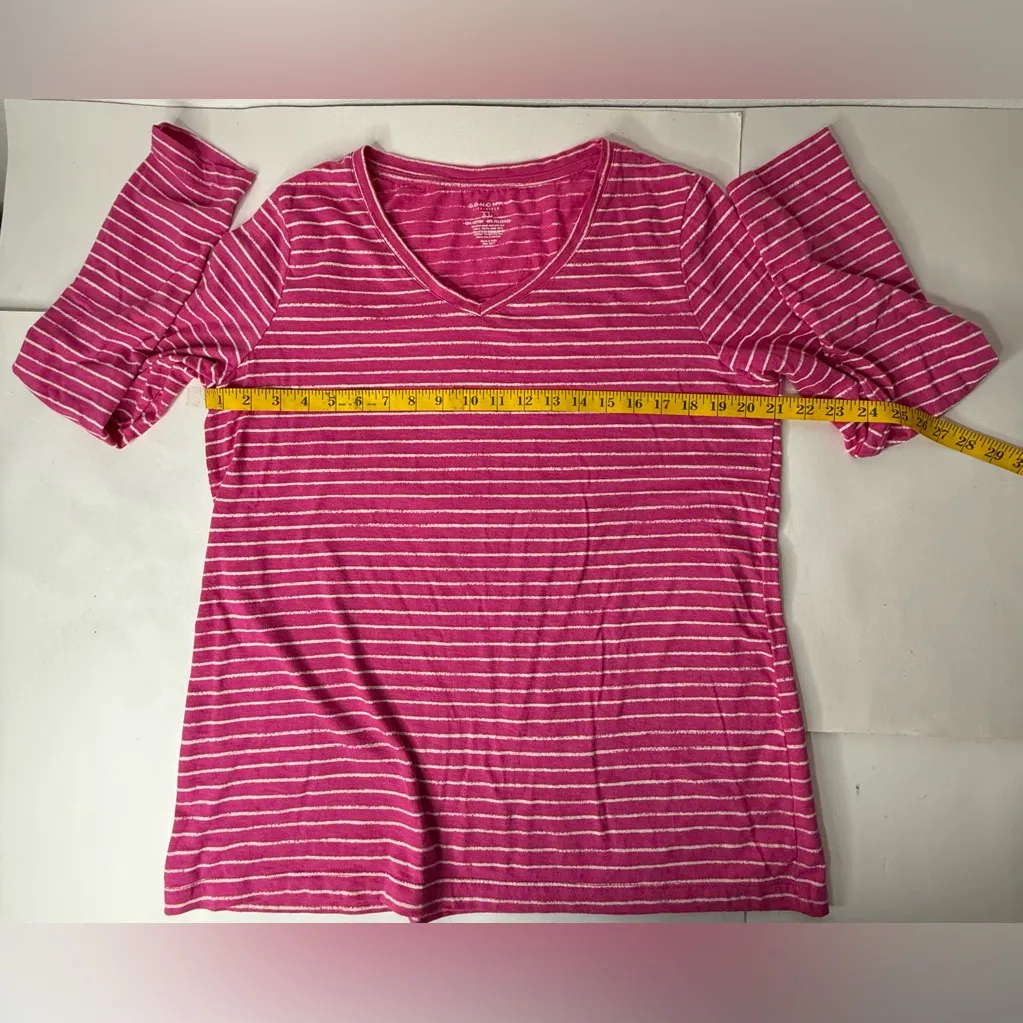 Sonoma‎ Top Womens Size XL Pink Striped Long Sleeve V Neck Casual  Work Vacation - Image 3