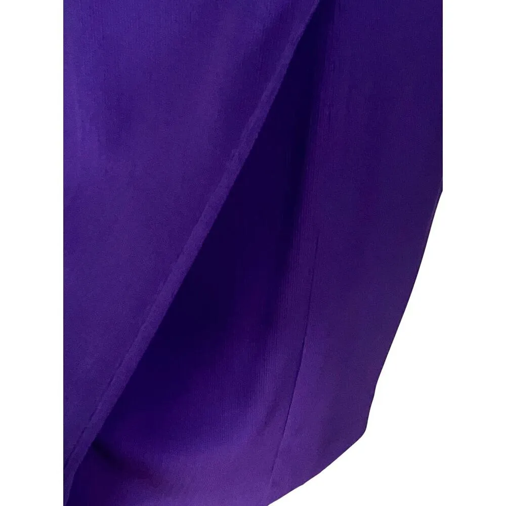 LIZ CLAIBORNE Purple Square Neck Short Sleeve Wrap Skirt Dress ~ Women's Size 12 - Image 5