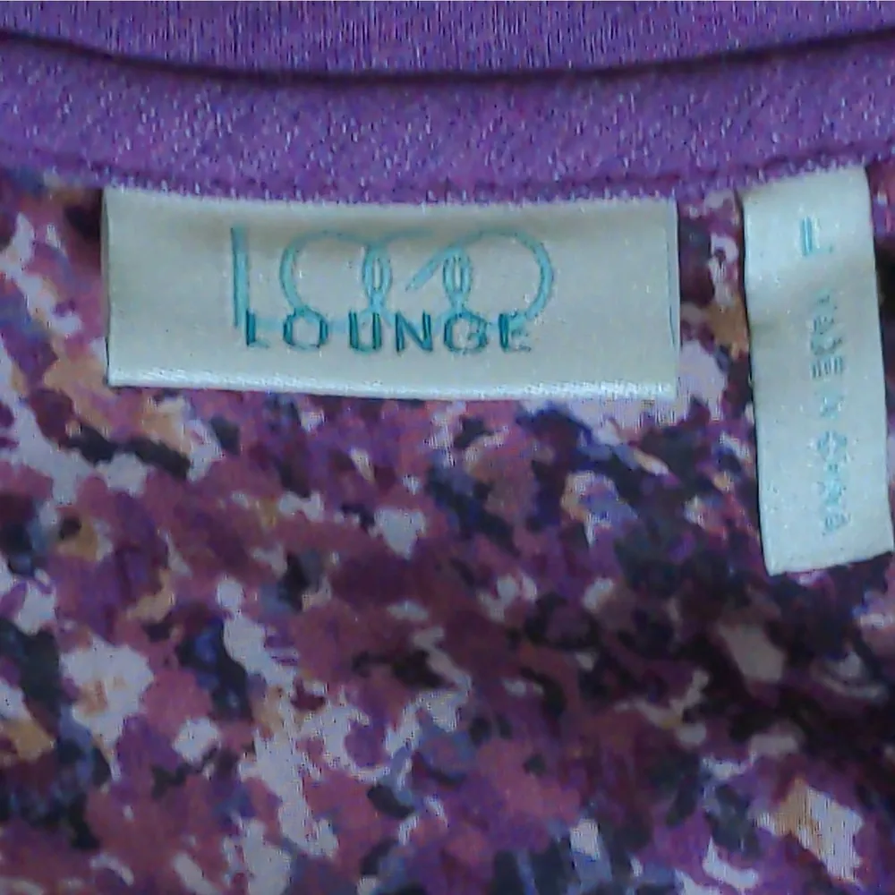 Logo Lounge By Lori Goldstein Split Back Knit Tunic Top Floral Purple L - Image 6