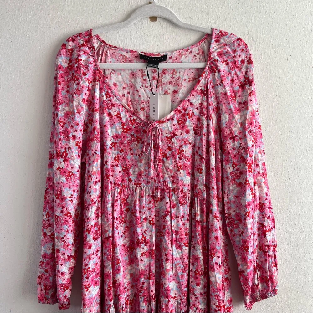 Sanctuary Dress New Crush Babydoll Tiered Long Sleeve Dress Oasis Bloom Sz S NWT - Image 5