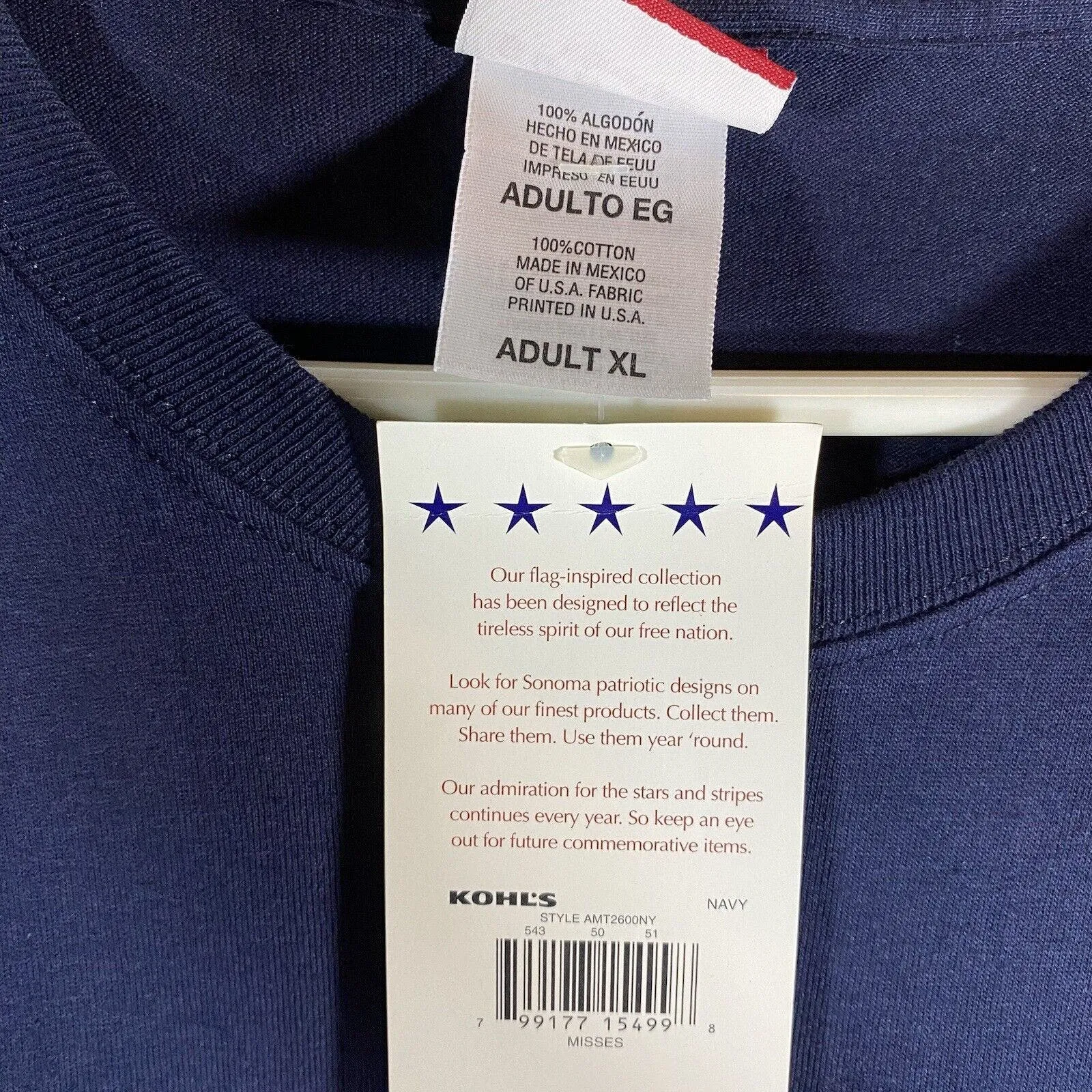 Vintage 2004 Y2K Sonoma USA American Flag Print Shirt‎ Size XL NEW NOS Womens - Image 7