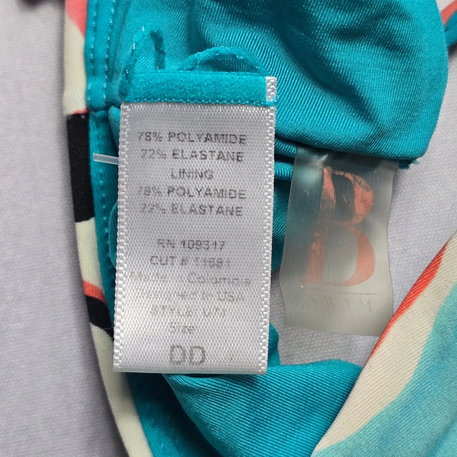 B Swim Blue Pull On Floral Swim Sports Bra Beach Bralette Bikini Top L Large - Image 4