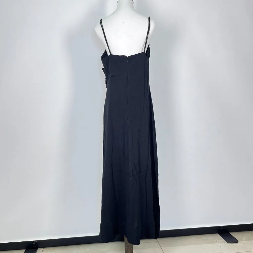 NWOT FARM RIO Linen Sand 3d Flower Midi Dress Size XL Black - Image 13