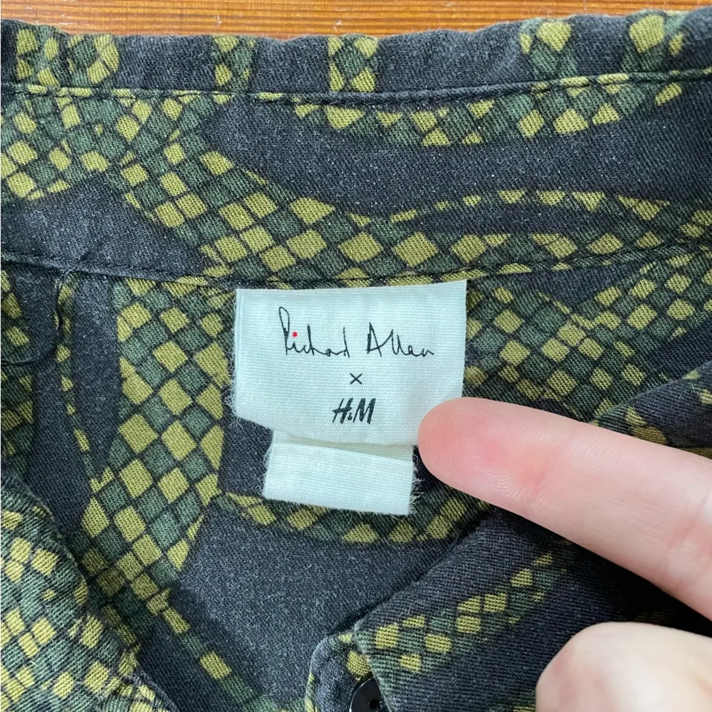 Richard Allan X H&M Brown & Green Mosaic Print Button Up Shirt Dress - Sz 8 - Image 13