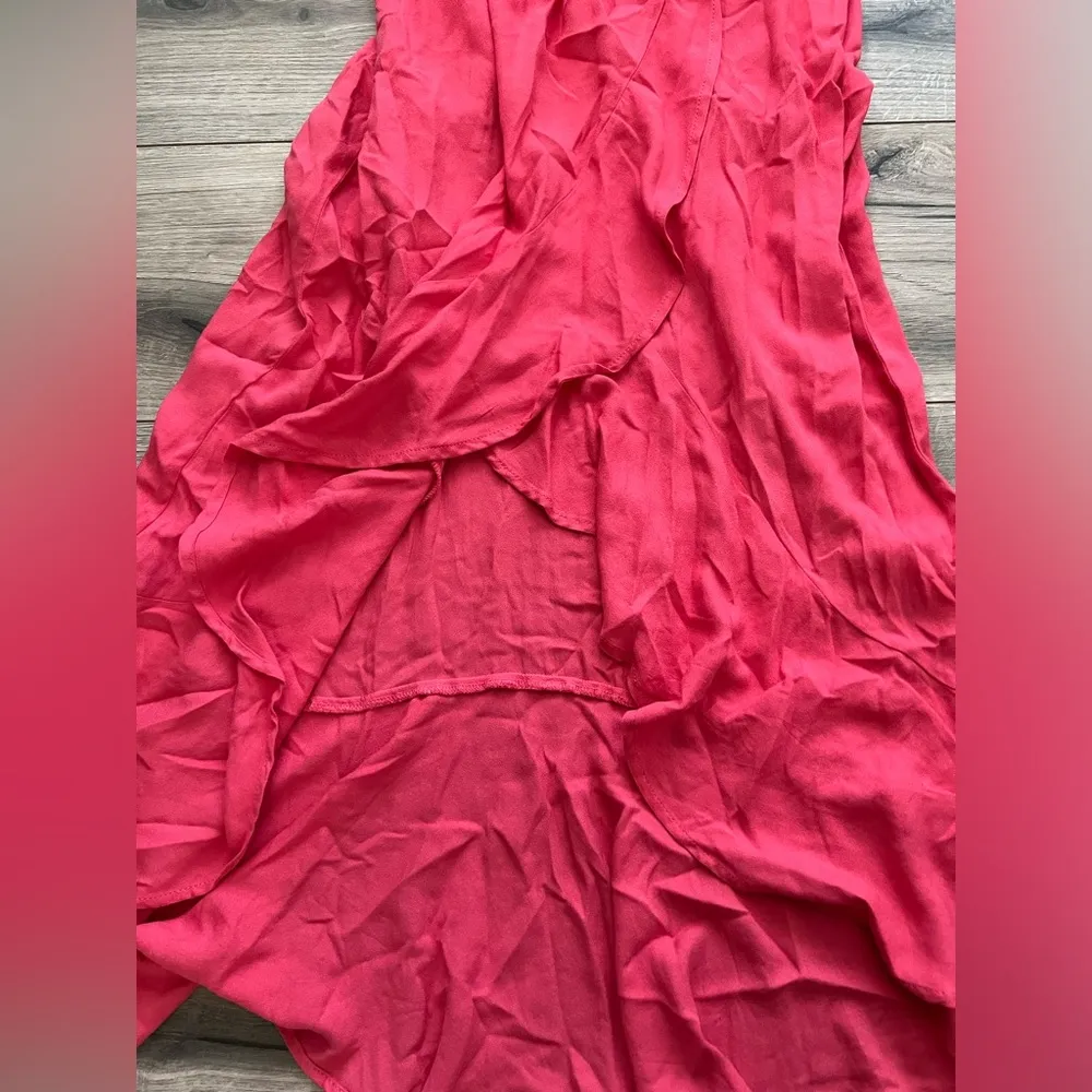 Young Fabulous & Broke Coral Pink High Low Hem Wrap Dress | Medium - Image 5