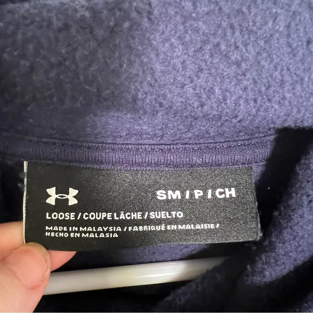 Under Armour Funnel-Neck Fleece Hoodie Navy Blue S - Image 14
