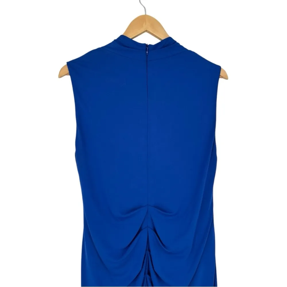 Nicole Miller Blue Stephanie Dress size 0X Sleeveless Stretch Faux Wrap - Image 6