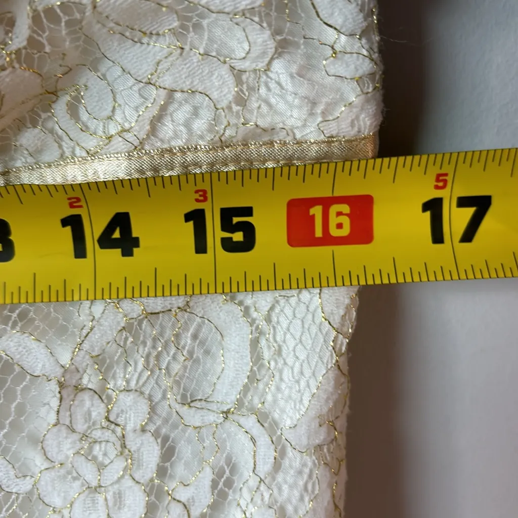 Jenny Yoo Collection Lace Mini Dress Ivory gold sz 12. Wedding Bridal romantic - Image 11