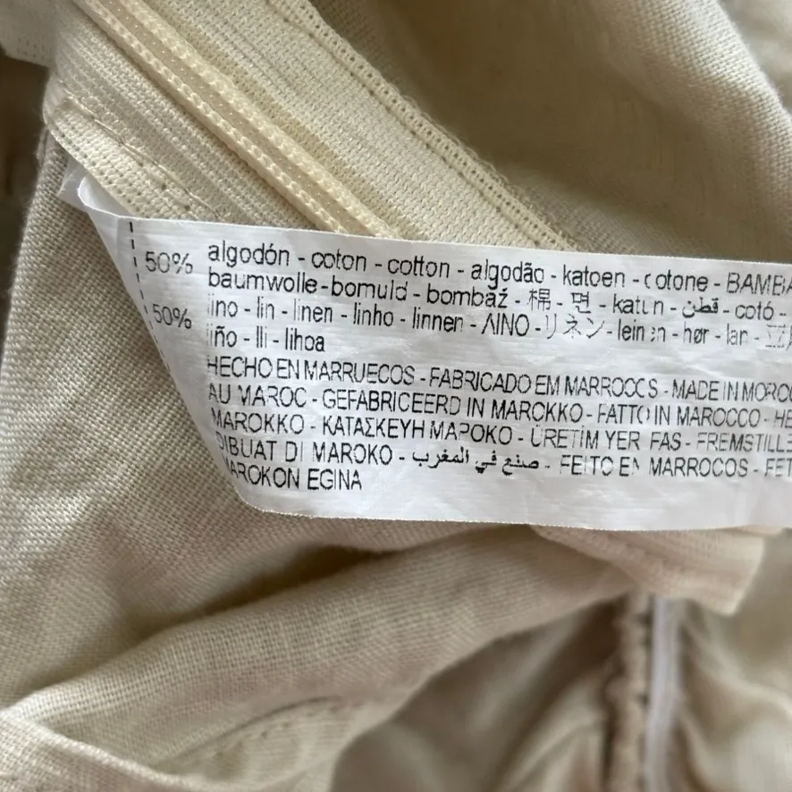 Zara Bardot Top Sz M Cotton Linen Ruffle Crop Top‎ Beige Bloggers Favorite - Image 9