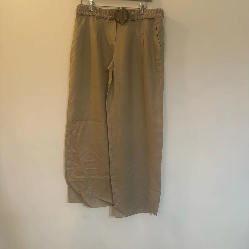 Elie Tahari Wide Leg Dress Pants with Belt Sz 6 Neutral Pants - Image 11