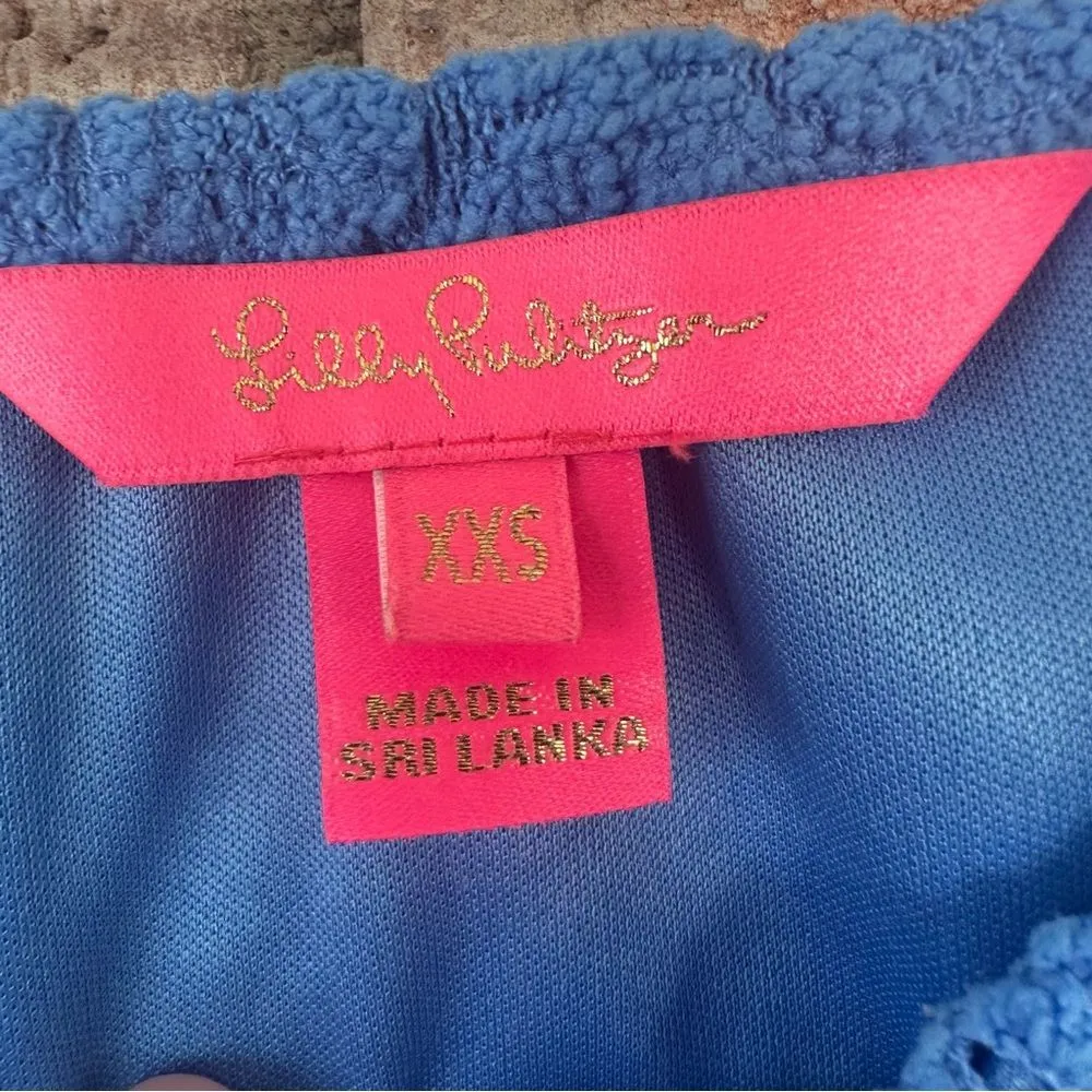 Lilly Pulitzer Lana Off Shoulder Romper Skort Blue Lace Women’s XXS - Image 6