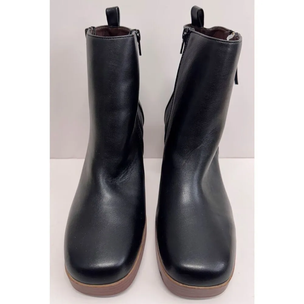 White Mountain‎ Ankle Boots Size 9.5 Black Square Toe Block Heel Side Zip NEW - Image 4
