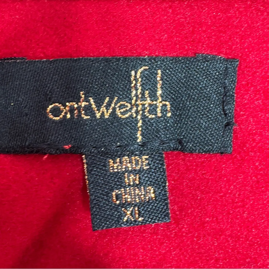 OnTwelfth Puff Shoulder Sleeve Belted Coat Trench Red XL - Image 10