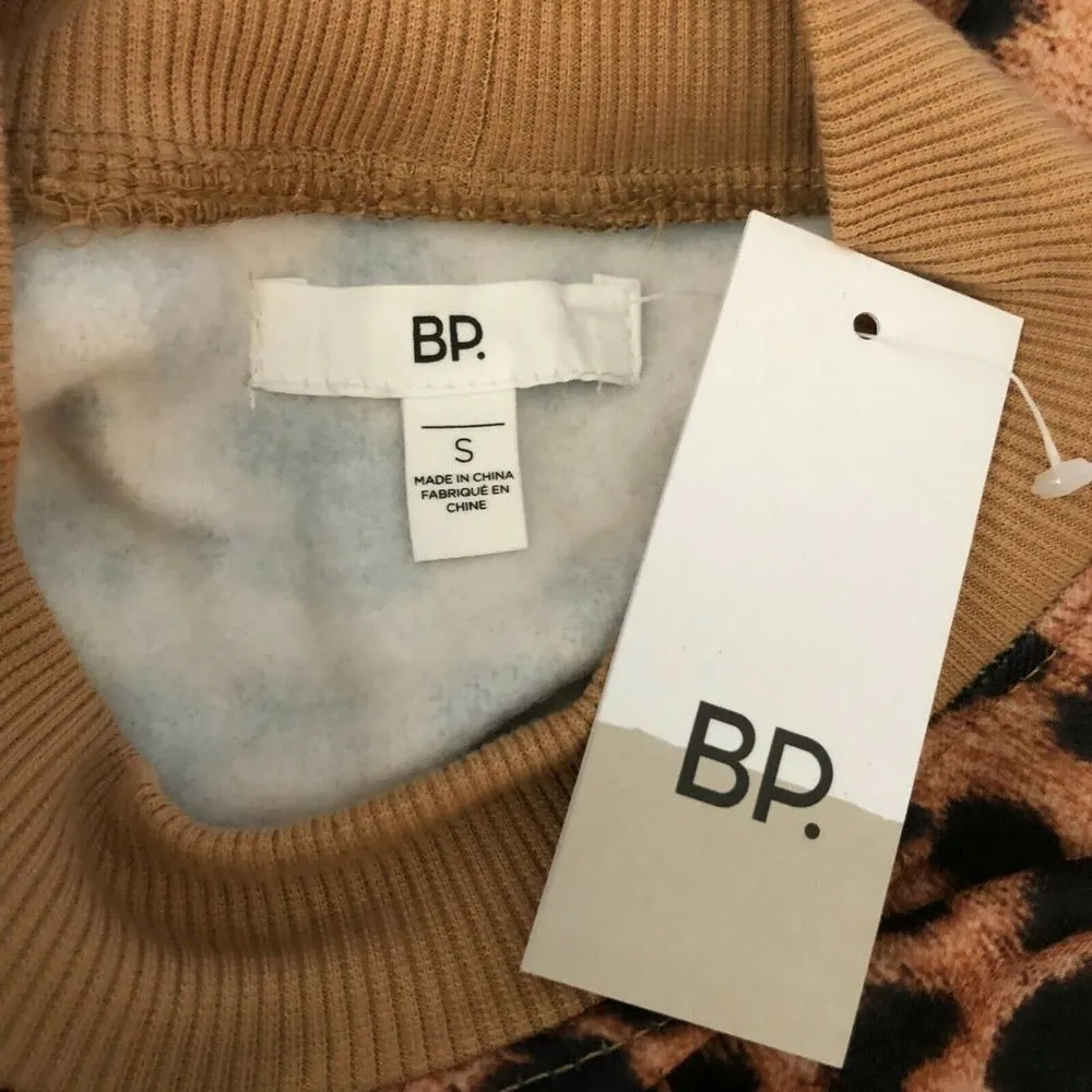 BP Womens Sweatshirt Pullover Long Sleeve Leopard Print Crew Neck Brown Size S - Image 3